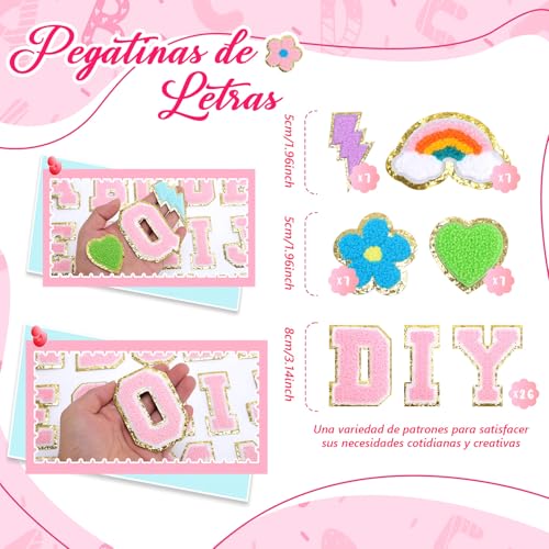 54 Parches, Pegatinas de Letras, Parches para Planchar, Parches de Tela, para Ropa Chaquetas de Tela Bricolaje Teléfono Móvil