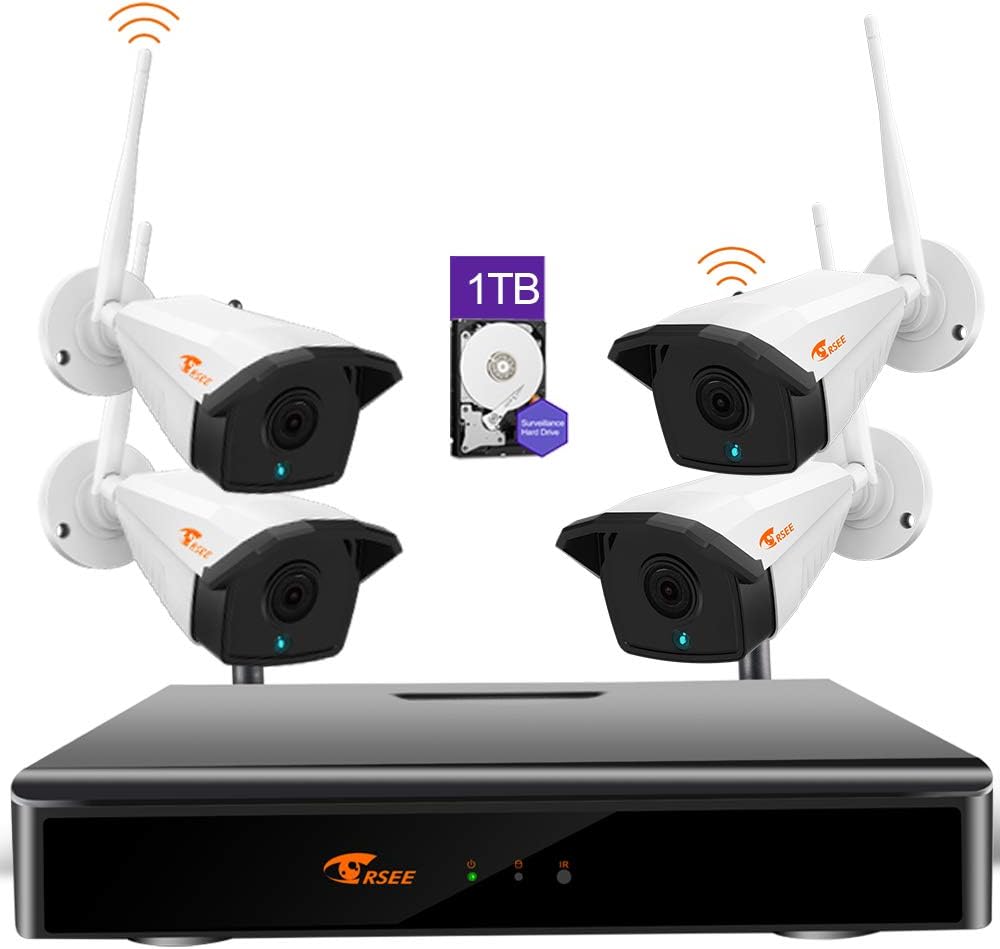 CORSEE Wifi CCTV Camera System NVR Recorder 4CH 1080P(CCTV Kit) with 4PCS 2.0 Megapixel Wifi CCTV Camera Outdoor No Hard Drive for Home Remote View on Smartphone App