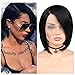 Quantum Love Lace Front Wigs Side Part Straight Wig Short Bob Natural Black Color Wig Heat Resistant Synthetic Full Hair Wig for Women