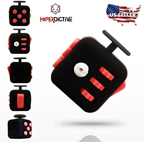 Hyperdictive Fidget Cube Prime-Anti Stress and Anxiety Cube-Fidget Toy Dice-Office/School/Home-Red/Black