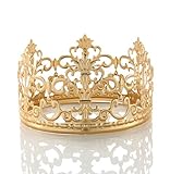 Vintage Gold Crown Cake Topper Queen Princess Cake Photo Party Baby Decor (Matte Rose Gold)