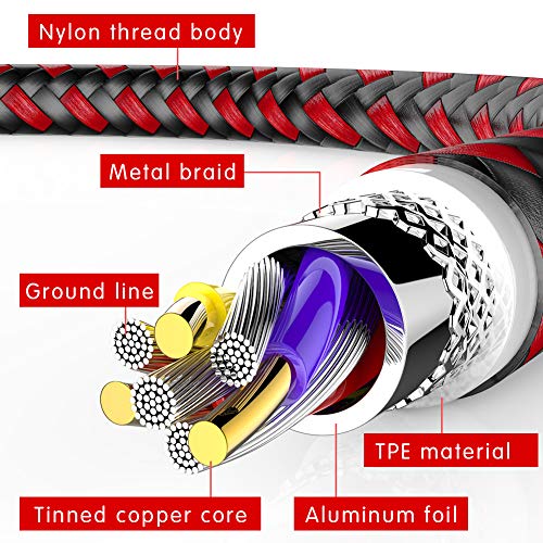 image for TNSO MFi Certified Cable 5Pack 3FT 3FT 6FT 6FT 10FT Extra Long Nylon B