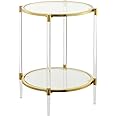 Convenience Concepts Royal Crest 2 Tier Acrylic Glass End Table, Glass/Gold