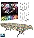 70s Party Decorations Pack - Disco Ball Whirls 70s Theme Back Back Drop and Disco Tablecover
