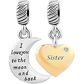 JMQJewelry I Love You to the Moon and Back Gold Plated Heart Christmas Birthday Gift Compatible with Pandora Charms Bracelets