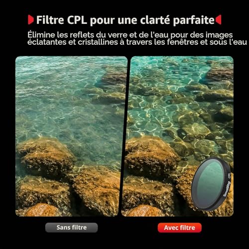 SmallRig Kit de Filtres ND pour DJI Osmo Action 6, 5 Filtres Polarisants à Densité Neutre (CPL, ND8, ND16, ND32) à Clipser, avec Protection d'objectif en Silicone et Verre Optique HD - 5895