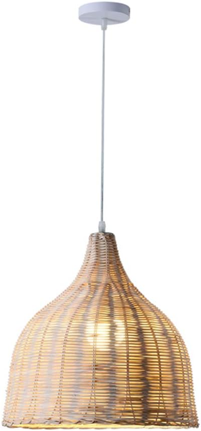Bamboo Chandelier Wicker Rattan Shades Weave Lampshade Hanging Ceiling Lighting Pendant Lamp for Kitchen Island Restaurants Hotels,D25cm