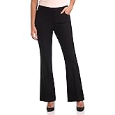 Rekucci Women's Stretchy Pull-On 5 Pocket Pant with Flare Leg for Office Work Business