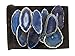 Zentron Crystals Colorful Set of 12 Polished Agate Slices in Velvet Bag (Blue)