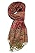Achillea Soft Silky Reversible Paisley Pashmina Shawl Wrap Scarf w/Fringes (Burgundy)