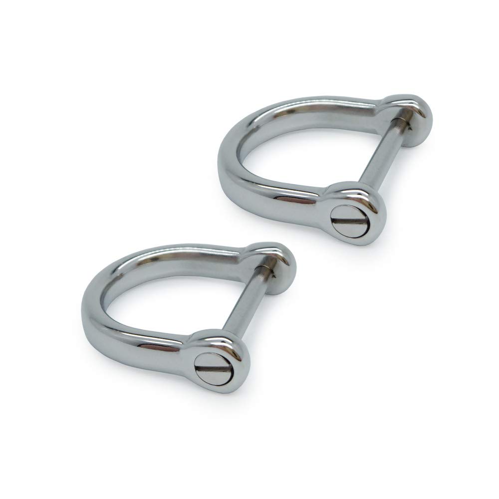 LABEN Stainless Steel D-Rings with Screw Shackle Horseshoe U Shape Key Ring 2 pcs 2/3 Inch