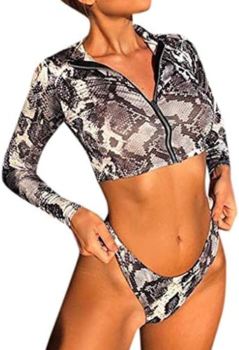 DIPOLA Women Summer Sexy Solid Swimwear Beachwear Siamese Swimsuit Bikini Women's Snake Zipper Sexy Split Swimsuit Women Swimsuit High Waist Flounce Bikini Set