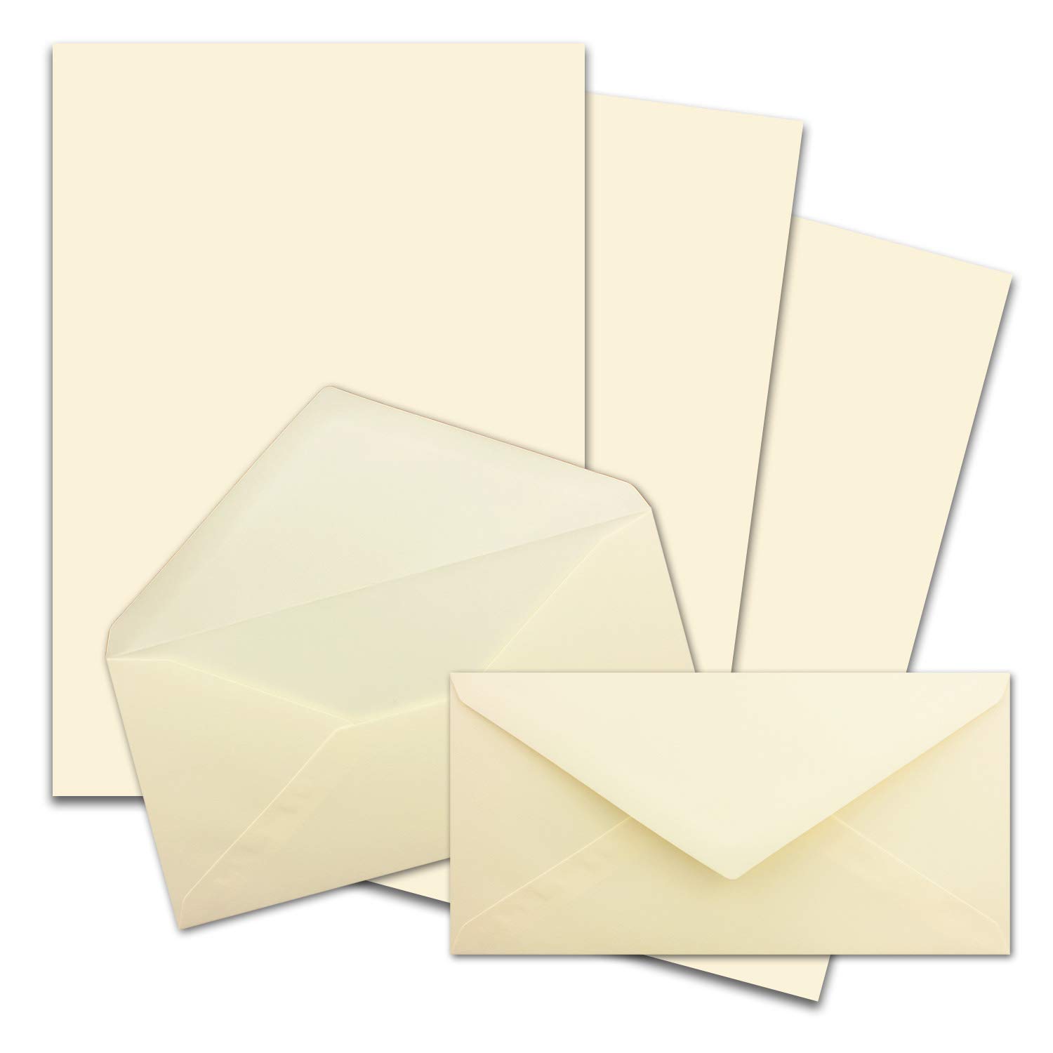 FarbenFroh by Gustav Neuser 25 x A4 Writing Paper Sets with DIN Long Envelopes, Wet Seal, Cream Vanilla, Matte Writing Paper with Envelopes