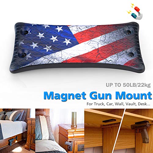 [2-Pack] Gun Magnet Mount, 50 Lbs Rating,Rubber Coated Gun Holder for Pistol, Handgun, Shotgun, Rifles, Revolvers, Safe, Hunting, Firearm Accessories, Using in Car, Truck, Wall, Desk, Vehicle and Home