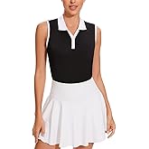 Soneven Women's Sleeveless Golf Shirts V Neck Button Golf Tank Tops Quick Dry Tennis Tops Pickleball Shirts