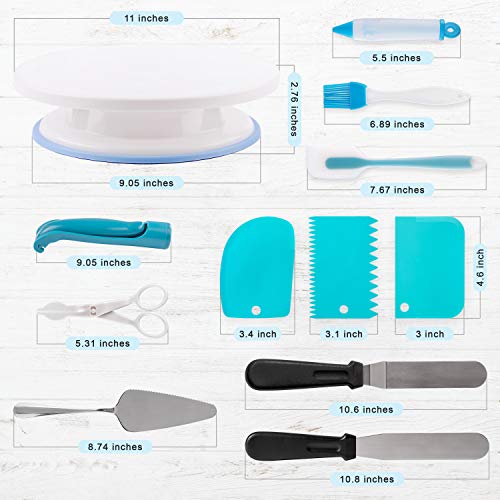 Cake Decorating Kit - 140-Piece Baking Supplies Set with 151 Bonuses, 291 Total - Bakeware Set with Turntable, Spatula, Russian Piping Tips Nozzles, Pastry Bags, Couplers, Scrapers - Great Gift Idea