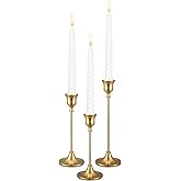 PNAVMG Gold Candlestick Holders Taper Candle Holder - Set of 3 Pcs Brass Gold Candle Stick Holder Centerpieces Decorations for Table, Mantel, Wedding, Dinning, Party(Candles not Include)
