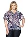 Jones New York Women's Plus Size Bouquet Dream PRT Fltr SLV Peasant Top, Indigo Combo, 2X