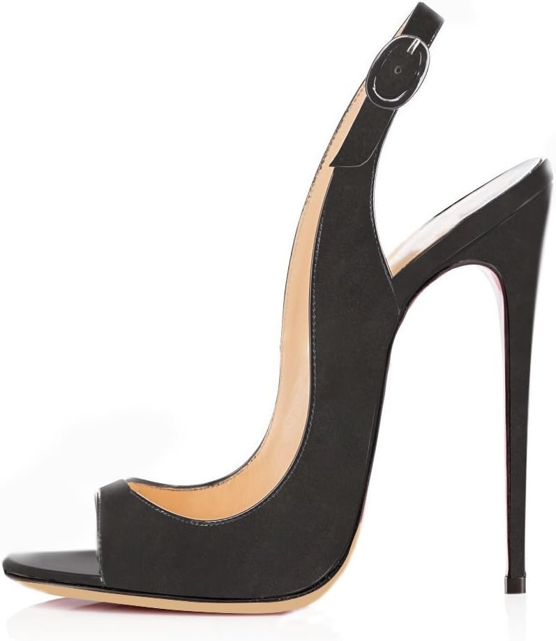 elashe Women High Heels Pumps | Slingback Party Wedding Pumps | Peep Toe Stiletto | 12cm Elegante Sandals