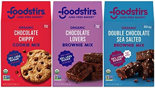 Amazon Com Foodstirs Organic Chocolate Chip Cookie Mix Chocolate Lovers Brownie Mix And Brooklyn Brownie Mix 3 Count Variety Pack Grocery Gourmet Food