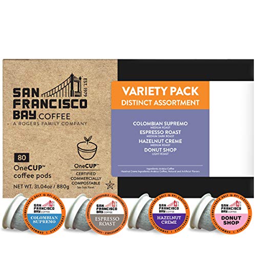 San Francisco Bay Coffee OneCUP Assorted Variety Pack 80 Ct Compostable