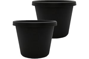 The HC Companies 24 Inch Round Prima Planter - Large Plastic Plant Pot with Rolled Rim for Indoor Outdoor Plants Flowers Herb