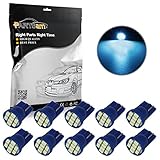 Partsam 10pcs T10 194 168 2825 Wedge Ice Blue 8-Epistar SMD LED Rear License Plate Lights / Interior Dome Map Bulbs 12V