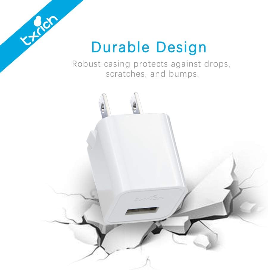 TXRICH USB Wall Charger, 5V/1A 3-Pack (ETL Listed) Charger Brick Base Adapter Charging Block Charger Cube Plug Charger Box.(A-White): Home Audio & Theater