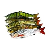 Isafish Swimbaits for Bass Crankbait Bionic Multi Jointed 4 Segment Pike Fishing Lures Minnow Hard Bait 4.72 Inch 0.6 Ounce