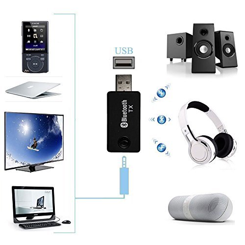Bluetooth Transmitter, YETOR 3.5mm Portable Stereo Audio Wireless Bluetooth Audio Transmitter, for TV, PC, MP3/MP4.USB Power Supply(TX9)