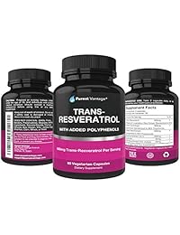 Resveratrol Suplemento, Potente fórmula 0.049 onzas con Trans Resveratrol, Quercetina, Semilla de...
