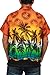 Ingear Casual Shirt Button Down Hawaiian Short Sleeve Cruise Rayon Summer Shirt,Orange/Palms,X-Large