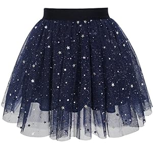 Meisjes Rok Marineblauw Parel Sterren Sprankelend Tutu Dansen 4-12 jaren