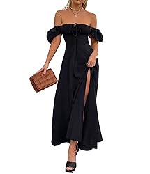 KUTUMAI Women's Summer Off Shoulder Maxi Dress Puff