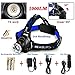 New 2017 Led Headlamp | Hiking Headlamp with Rechargeable Headlight | Zoomable Headlamp With 3 Modes +2 Rechargeable Batteries+AC+Car Charger+USB Cable for Outdoor Sports Running Biking (Blue/Blue)