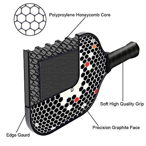 OIOSEN Graphite 1.0 Pickleball Paddle, USAPA Approved Pickleball Racket Honeycomb Composite Core with Portable Racquet Cover Case/1 Carrying Bag/1 Blue Overgrip - Thumbnail 2
