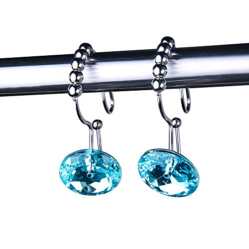 Looca Bling Big Crystal Shower Curtain Rings Double Glide with 100