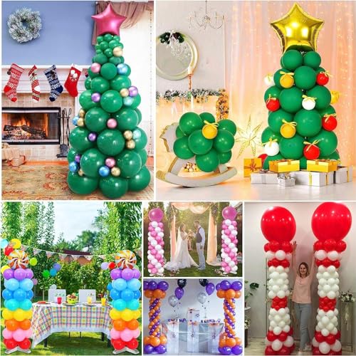 AM ANNA Balloon Column Kit Set of 2, Metal Adjustable Balloon Stand 8ft Balloon Tower Stand Kit with Base for Floor, Balloon Stand Kit Decorations for Baby Shower Graduation Birthday Wedding Party