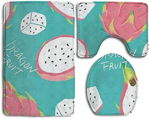 Dragon Fruit 3-Piece Soft Bath Rug Set Includes Bathroom Mat Contour Rug Lid Toilet Cover Home Decorative Doormat