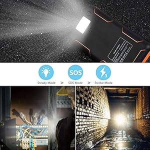 A ADDTOP Caricabatterie Solare 25000mAh, Power Bank Impermeabile con 3 Porte USB Batteria Esterna Portabile LED per Smartphones Tablets e Altri Arancione - immagine 8