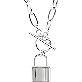 14K Yellow Gold Lock Toggle Necklace - 925 Sterling Silver Toggle Necklace for Women - Star Sparkling Toggle Necklaces Women - Minimalist Toggle Choker Necklace with Chain for Women