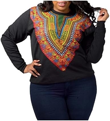 Witkeysell Womens Dashiki Tops Outwear African Style Oversized Sweatshirt
