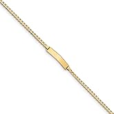 Real 14kt Yellow Gold Baby Curb ID Chain Bracelet; 5.5 inch; Lobster Clasp