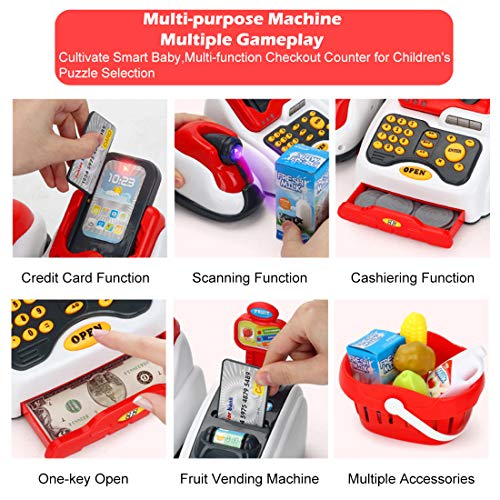 ANNA SHOP 24Pcs Kasse Spielzeug Kinder Supermarkt Spielzeug Supermarktkasse mit Scanner Rollenspiel Kinderkasse… – Bild 3