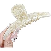 Wenlly tortoise shell hair claw clip, non-slip strong hair barrettes, 4.3 Inch cellulose acetate hair jaw clips, beige