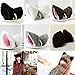 BAOPLAYKIDS Cat Fox Long Fur Ears Hair Clip Headwear Cosplay Halloween Costume(Black&Pink)