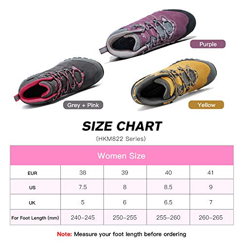 Clorts Women's Classic Hiking Boots Waterproof Suede Leather Lightweight Hiking Shoes Yellow US Women Size 7.5 Medium Width - Thumbnail 6