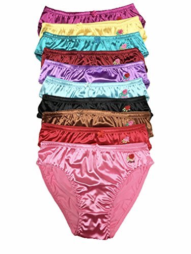 Peachy Panty Lingerie Women's 6 Pack Various Style Of Comfortable Satin Panties (X-Large, Rose Love)