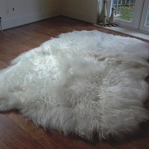 Natural Icelandic Sheepskin Rug with Long, Soft & Fluffy Wool (Quad: 205x130cm)