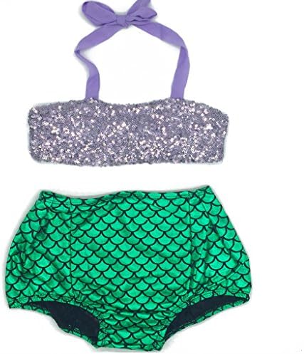Royal Cutie Baby Girls Sequin Green Mermaid Bikini Princess Costume Birthday Swimsuit 2 Piece